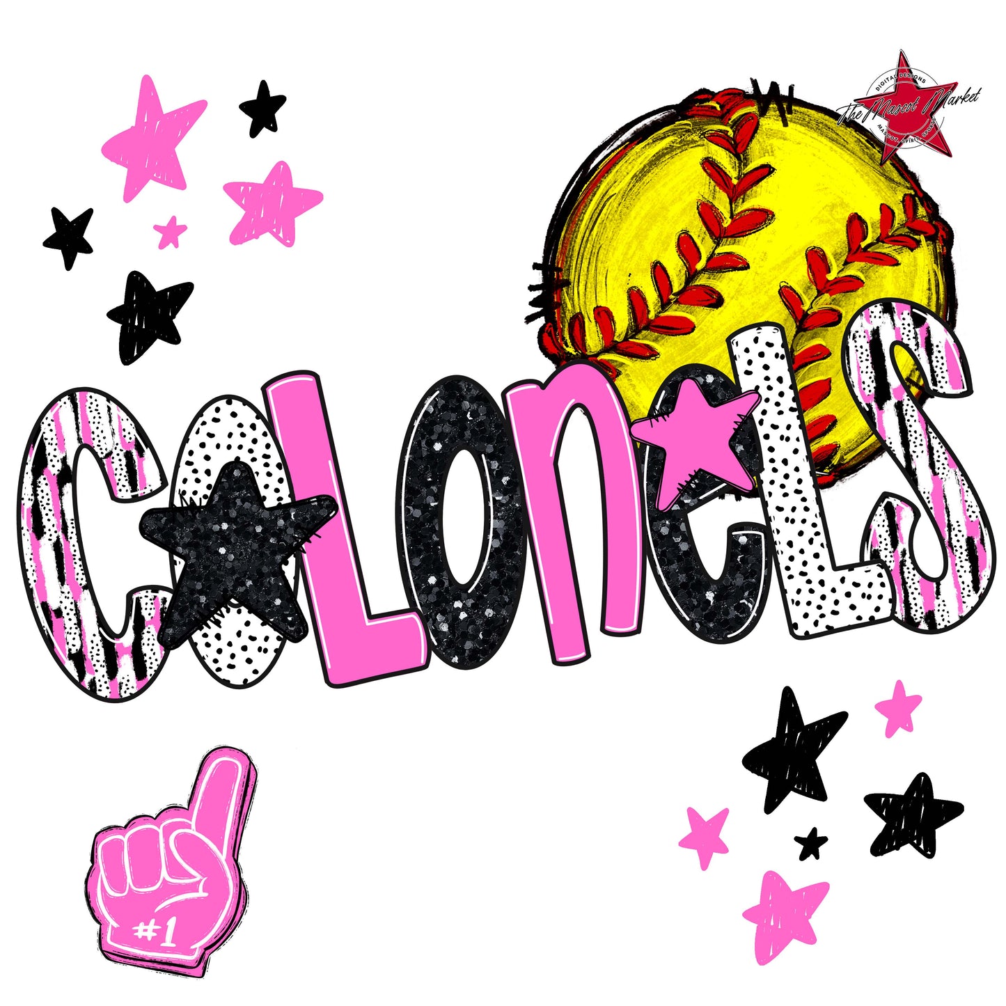 Colonels Softball Scrape-Baby Pink