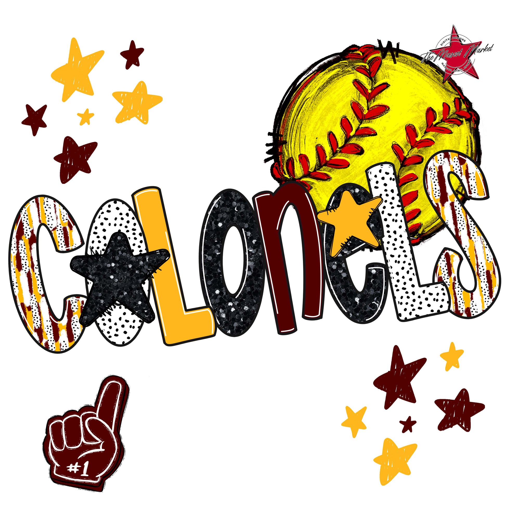 Colonels Softball Scrape-Maroon & Yellow