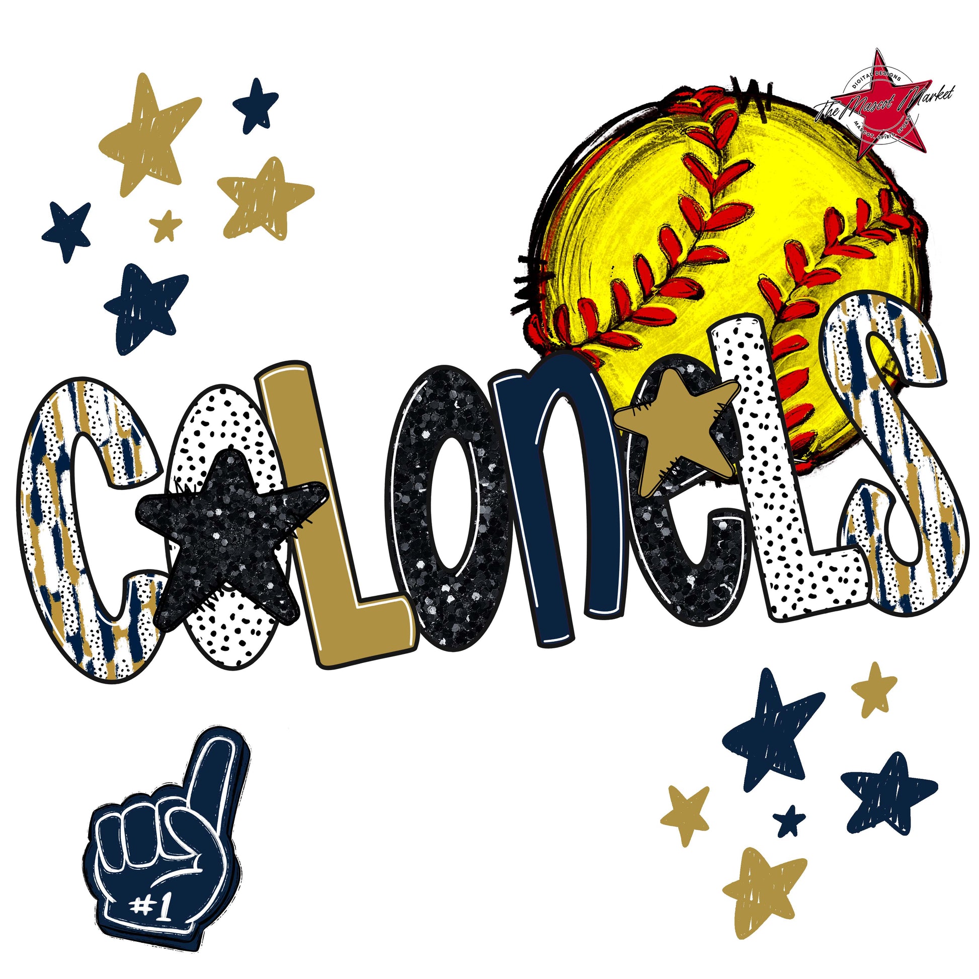 Colonels Softball Scrape-Navy & Gold