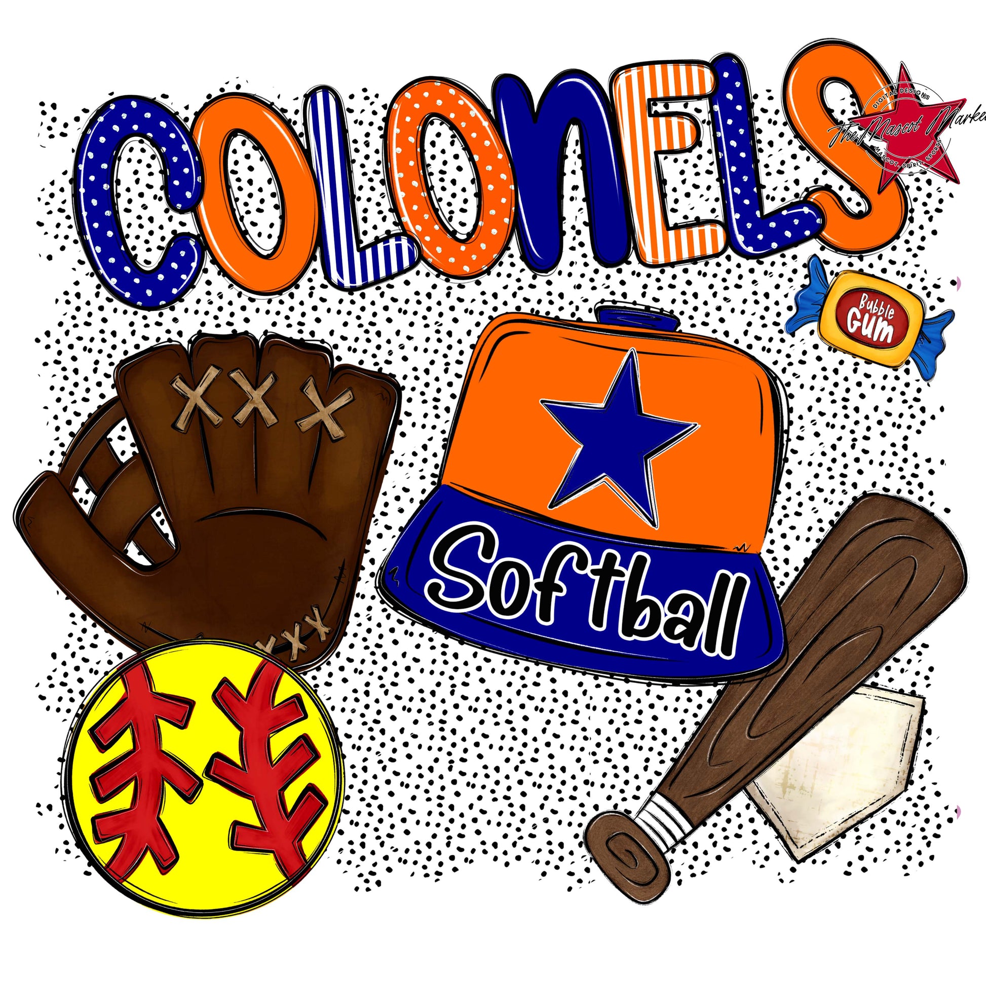 Colonels Softball Spirit-Blue & Orange