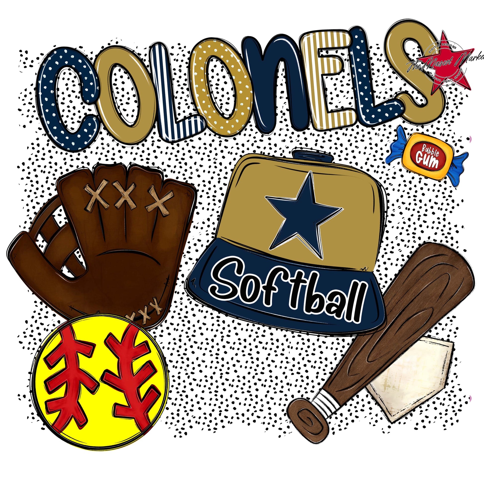 Colonels Softball Spirit-Navy & Gold