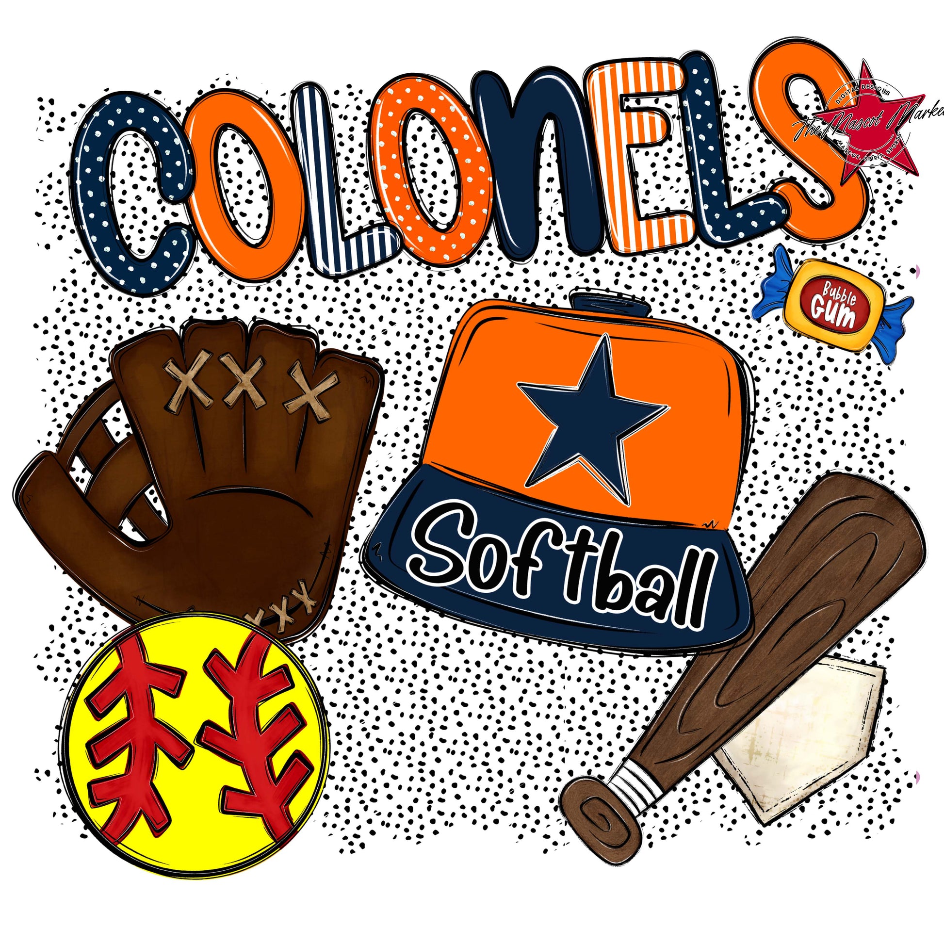 Colonels Softball Spirit-Navy & Orange