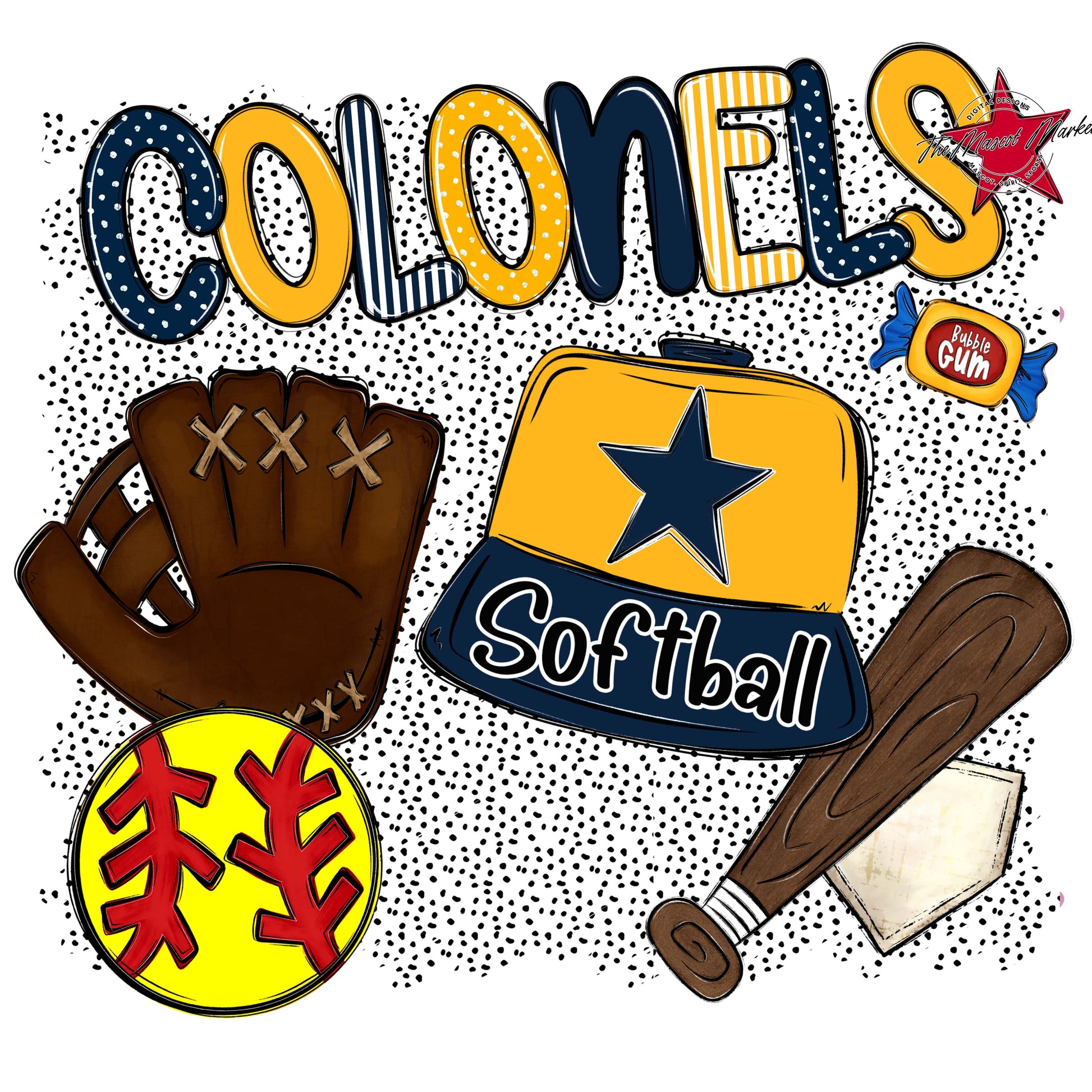 Colonels Softball Spirit-Navy & Yellow