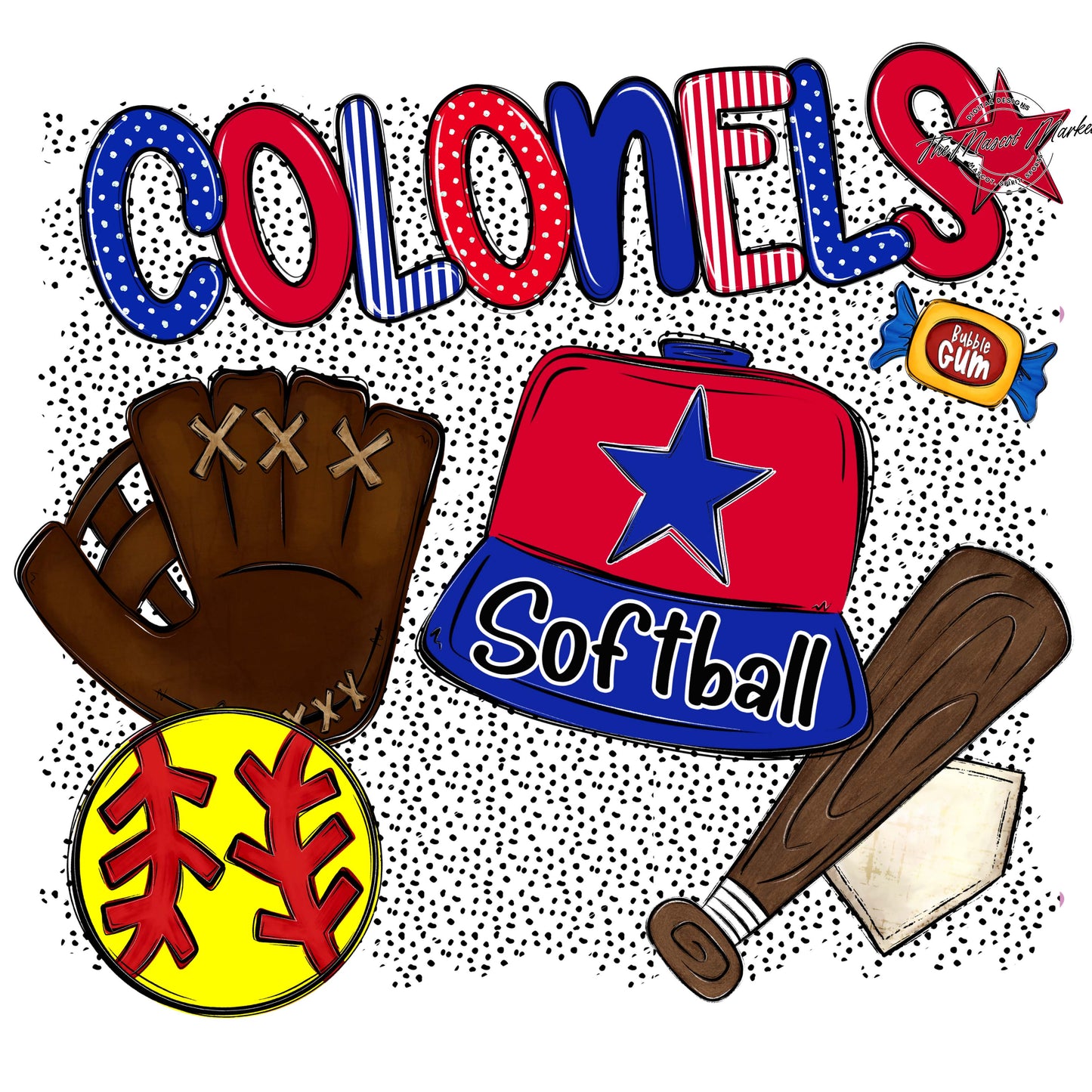 Colonels Softball Spirit-Royal Blue & Red