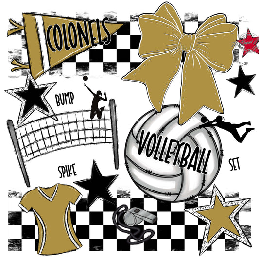 Colonels Volleyball Checkers Design-Gold