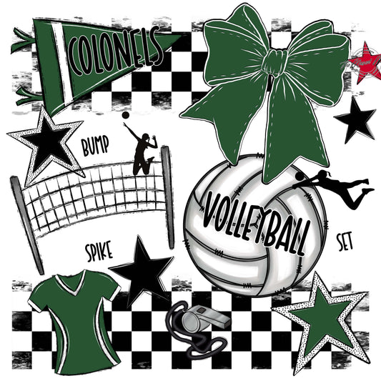 Colonels Volleyball Checkers Design-Green