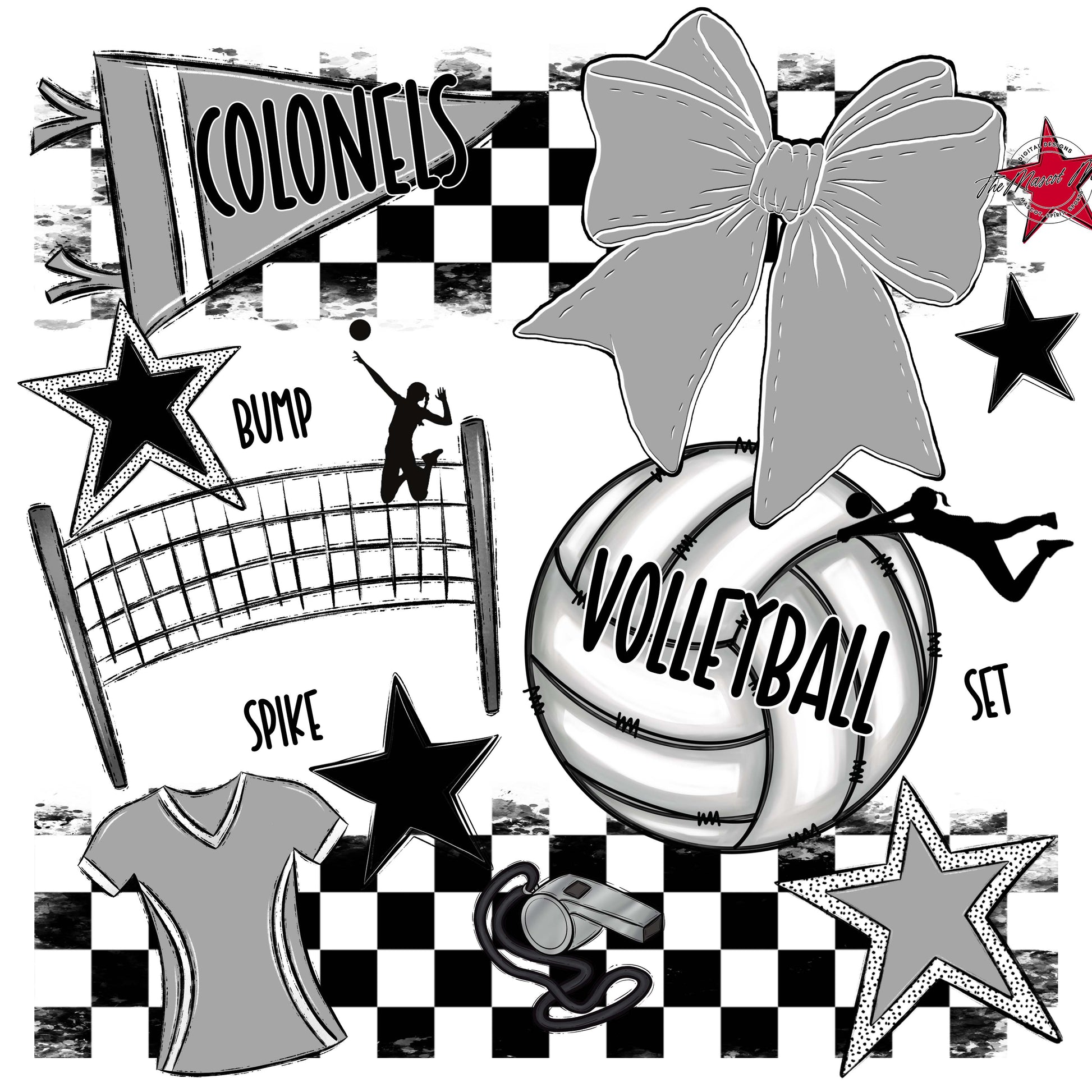 Colonels Volleyball Checkers Design-Grey