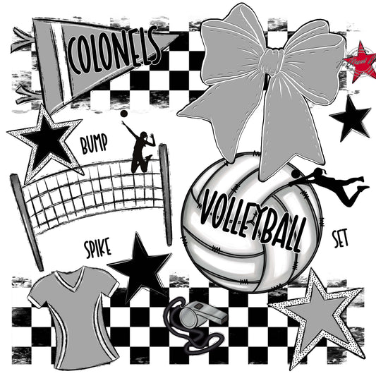 Colonels Volleyball Checkers Design-Grey