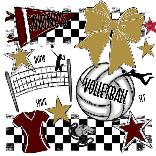 Colonels Volleyball Checkers Design-Maroon & Gold