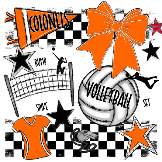 Colonels Volleyball Checkers Design-Orange