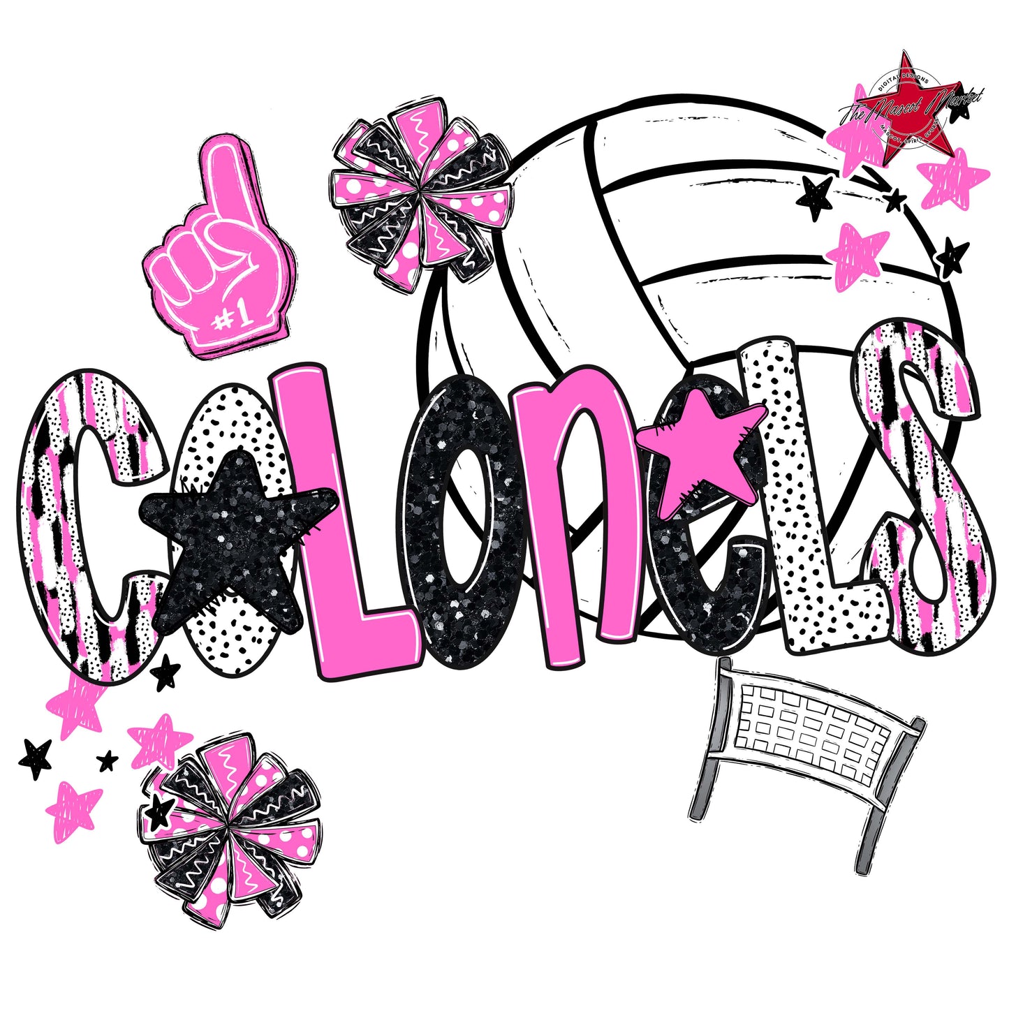 Colonels Volleyball Scrape-Baby Pink