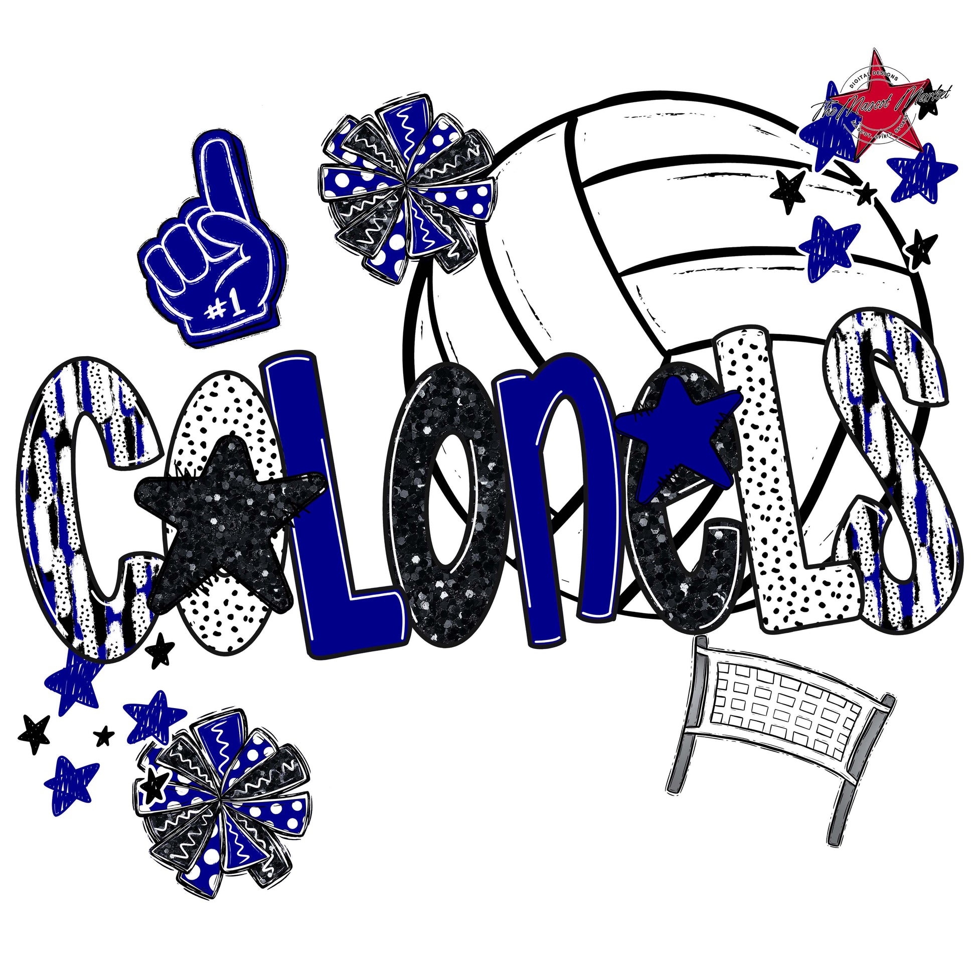 Colonels Volleyball Scrape-Blue