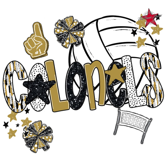 Colonels Volleyball Scrape-Gold