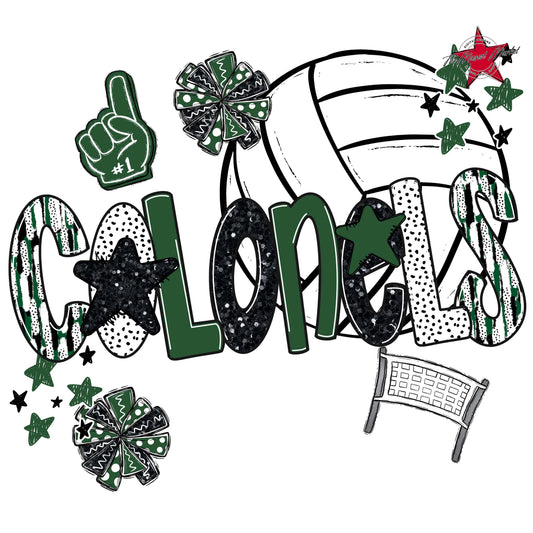 Colonels Volleyball Scrape-Green