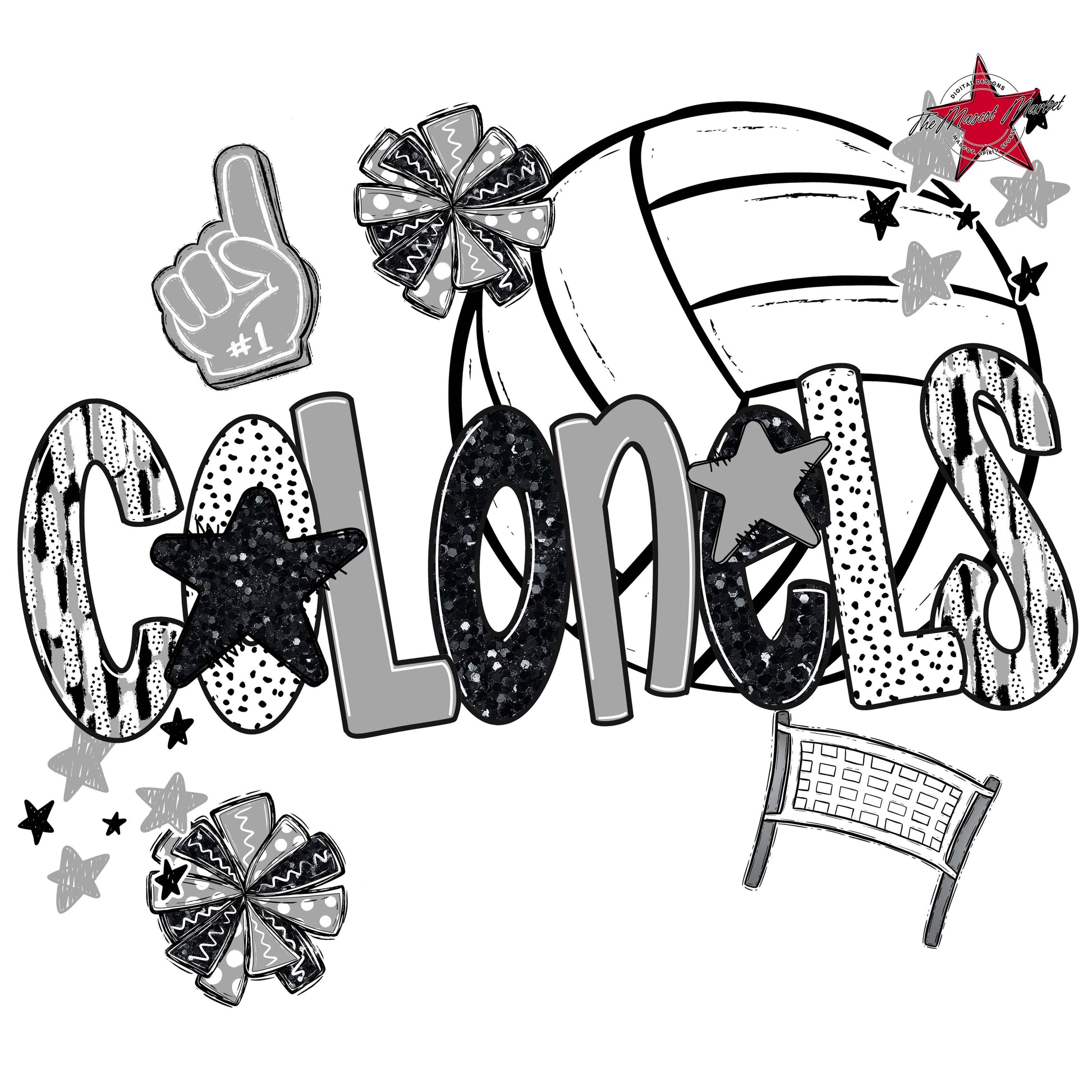 Colonels Volleyball Scrape-Grey