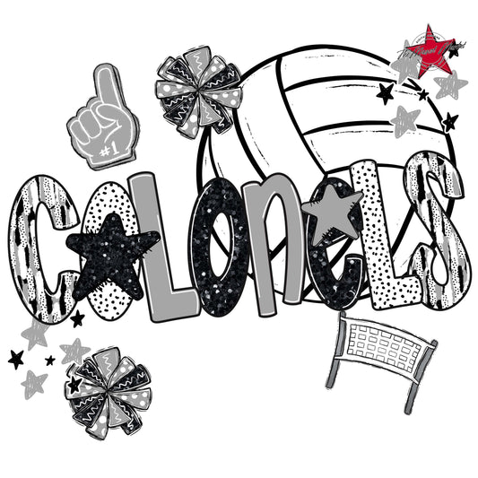 Colonels Volleyball Scrape-Grey