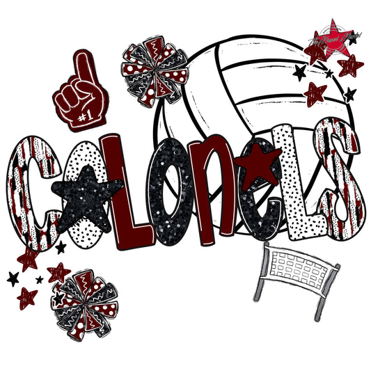 Colonels Volleyball Scrape-Maroon