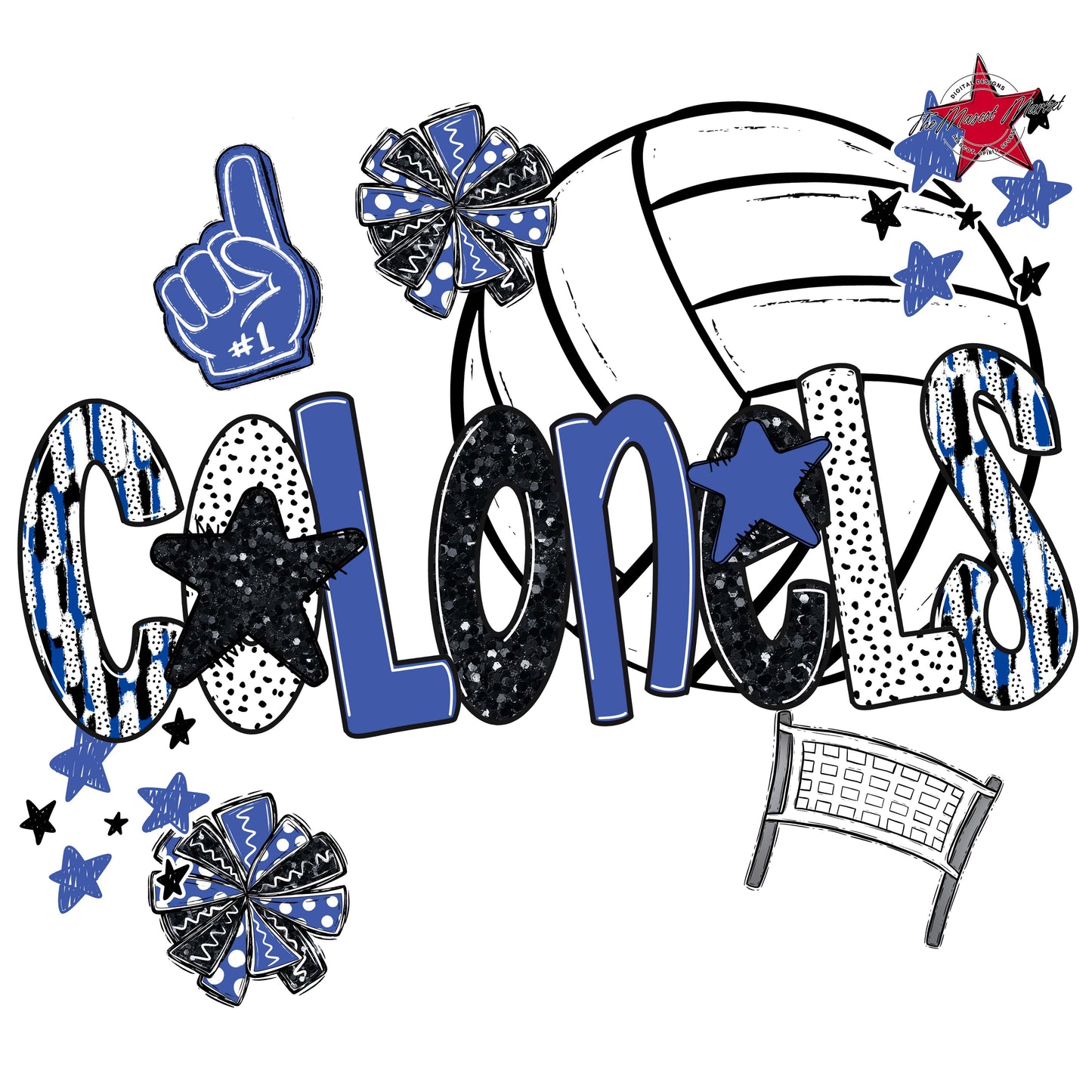 Colonels Volleyball Scrape-Off Blue
