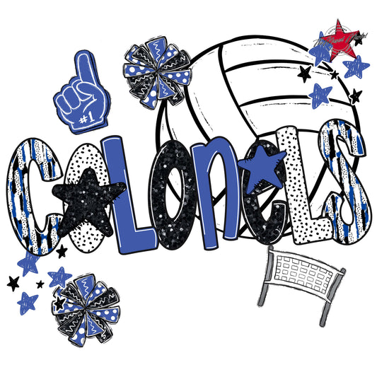 Colonels Volleyball Scrape-Off Blue
