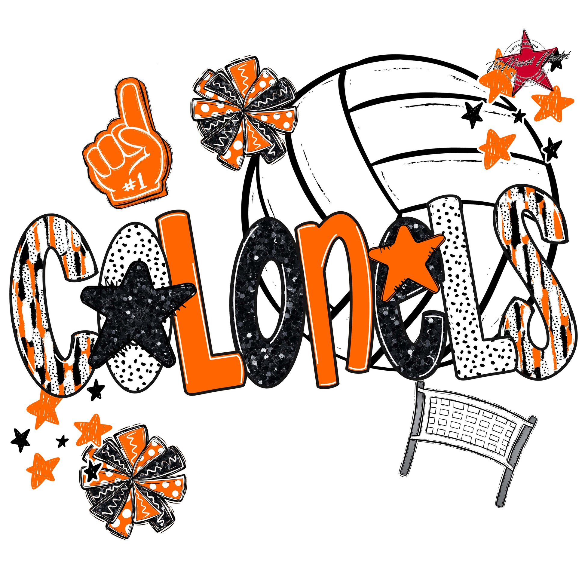 Colonels Volleyball Scrape-Orange