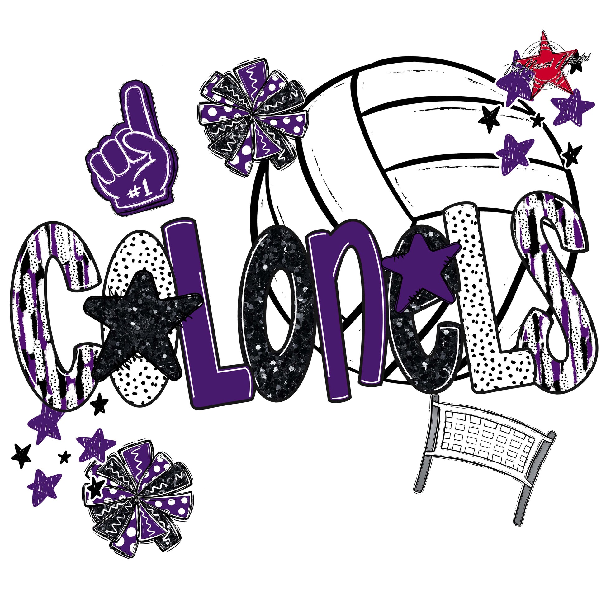 Colonels Volleyball Scrape-Purple