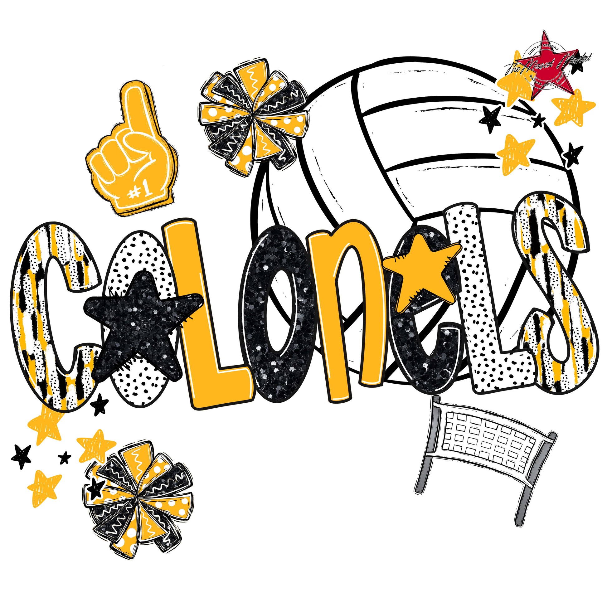 Colonels Volleyball Scrape-Yellow