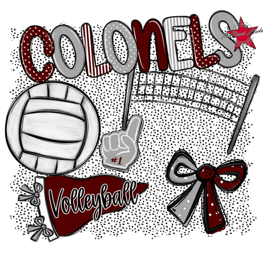 Colonels Volleyball Spirit-Maroon & Grey