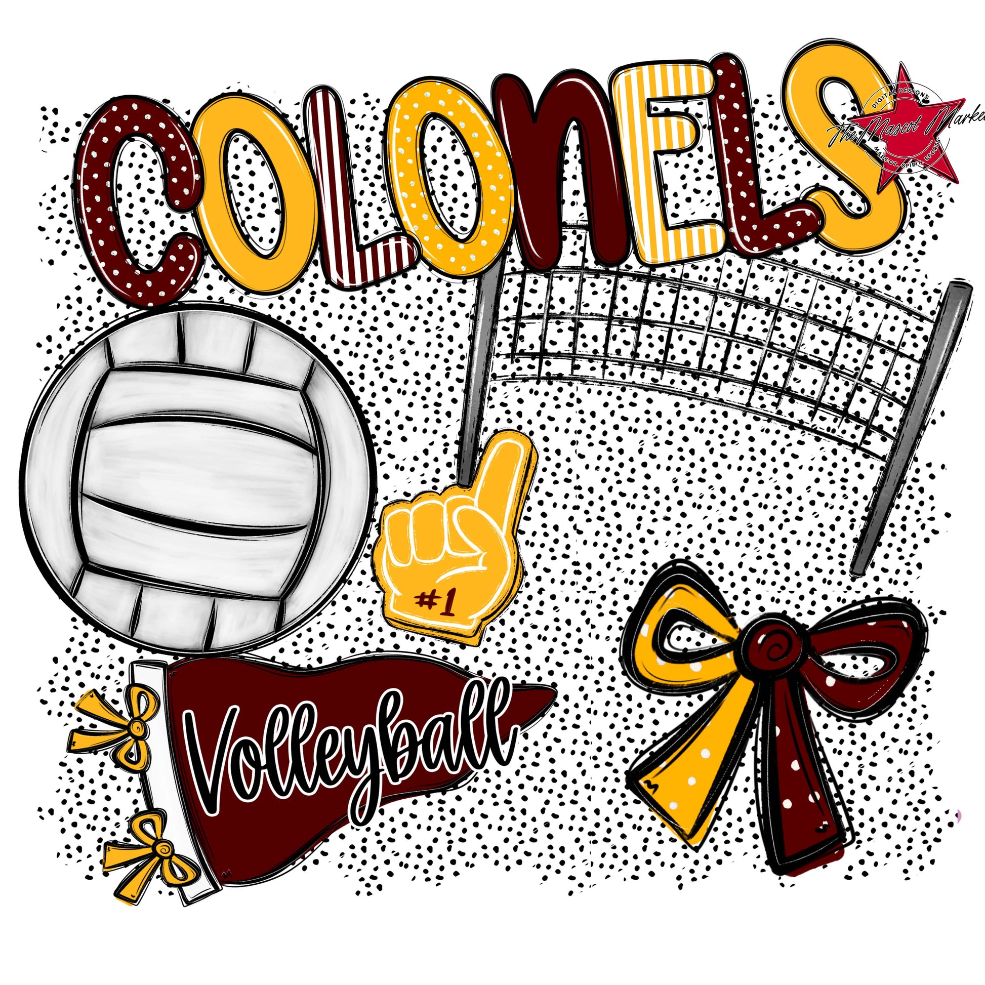 Colonels Volleyball Spirit-Maroon & Yellow