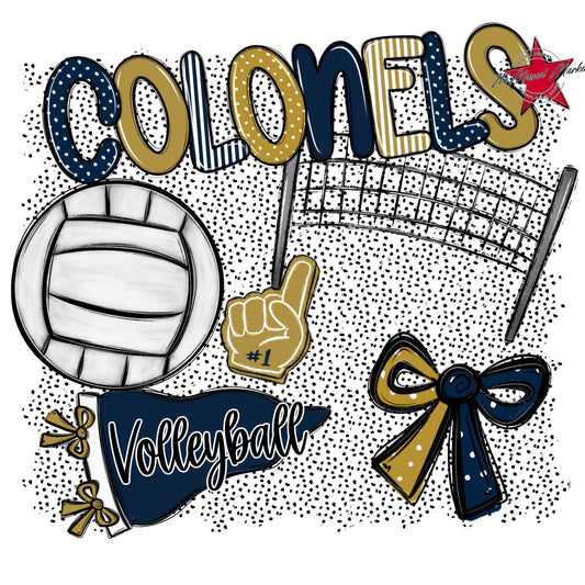 Colonels Volleyball Spirit-Navy & Gold