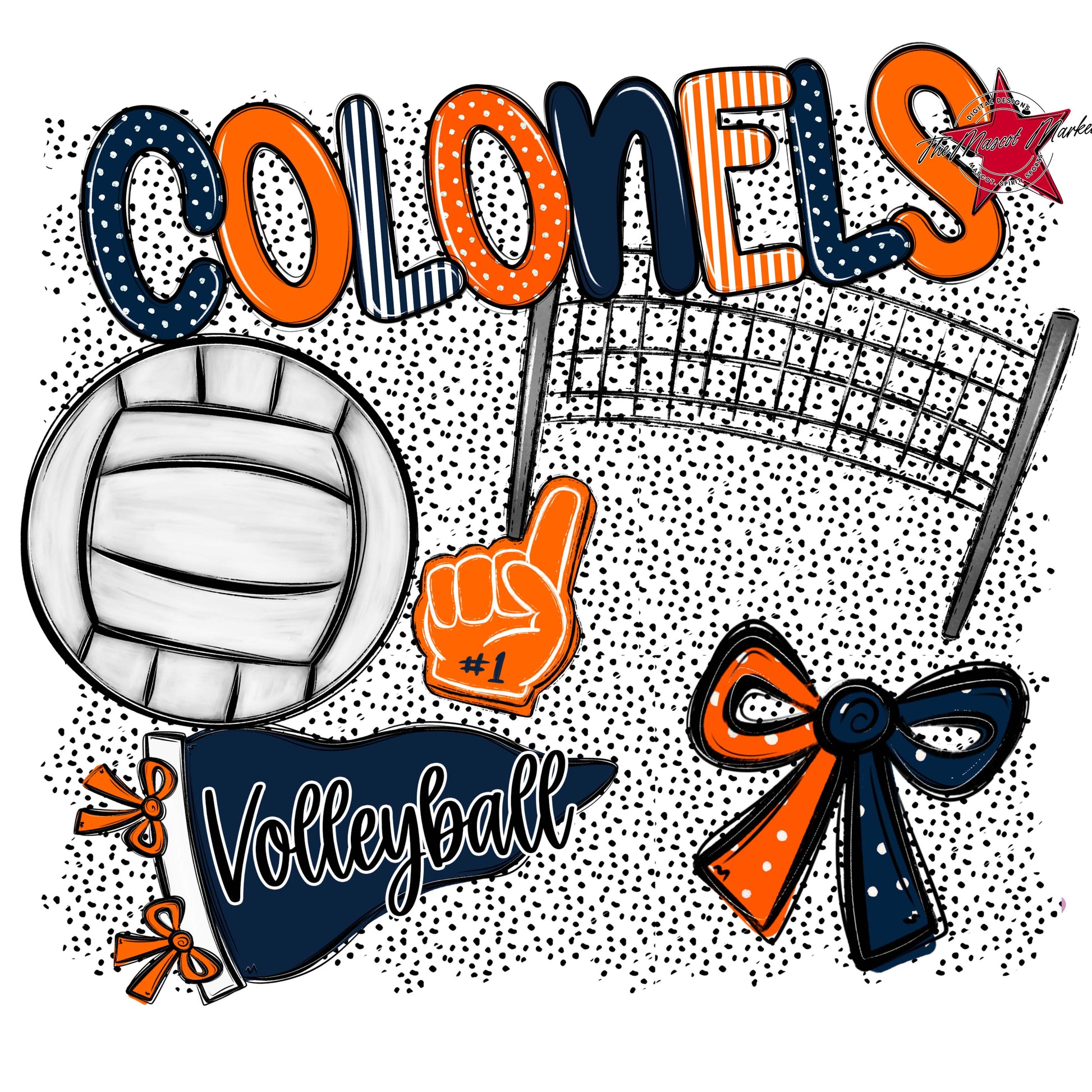 Colonels Volleyball Spirit-Navy & Orange