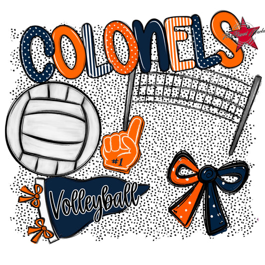 Colonels Volleyball Spirit-Navy & Orange