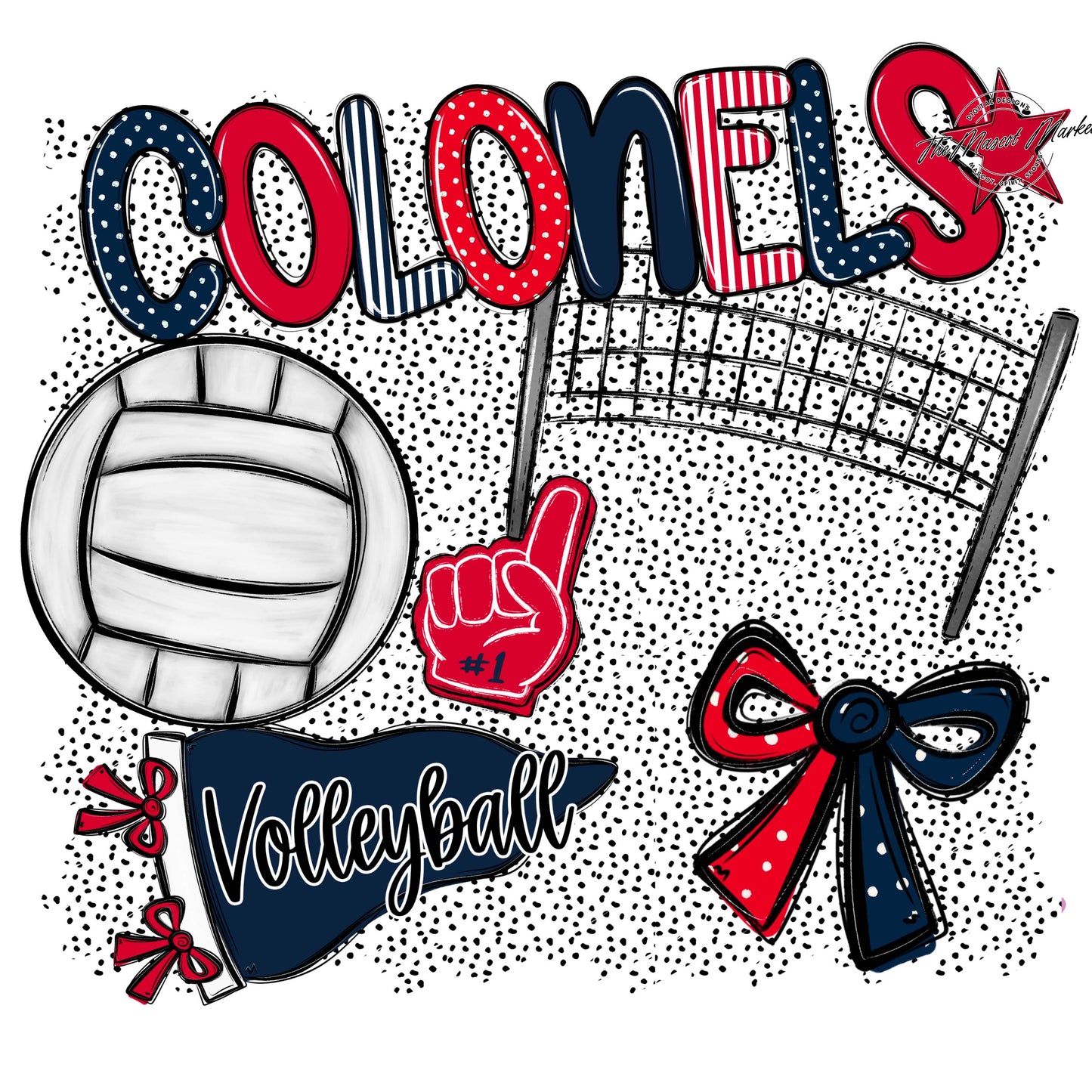 Colonels Volleyball Spirit-Navy & Red