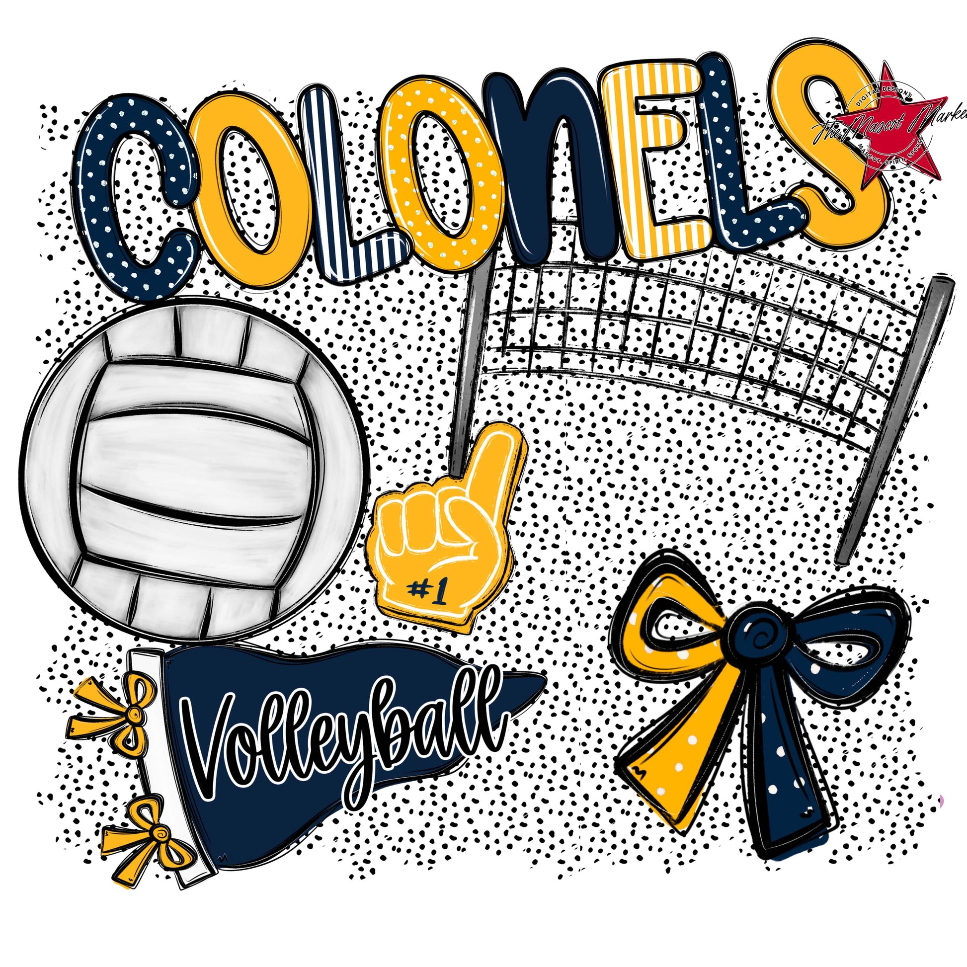 Colonels Volleyball Spirit-Navy & Yellow