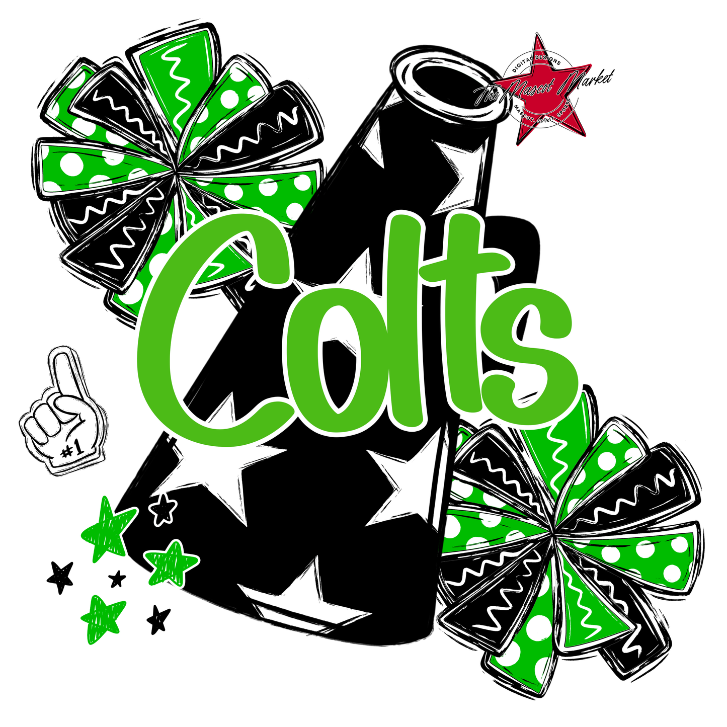 Colts Alpha Megaphone Design-Bright Green