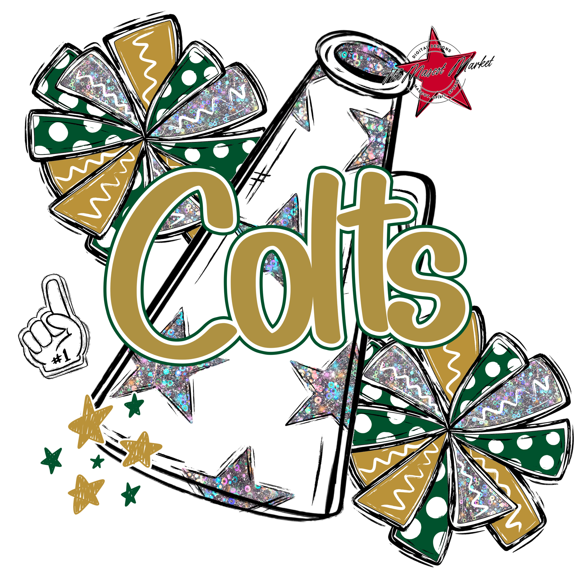 Colts Alpha Megaphone Design-Green-Gold