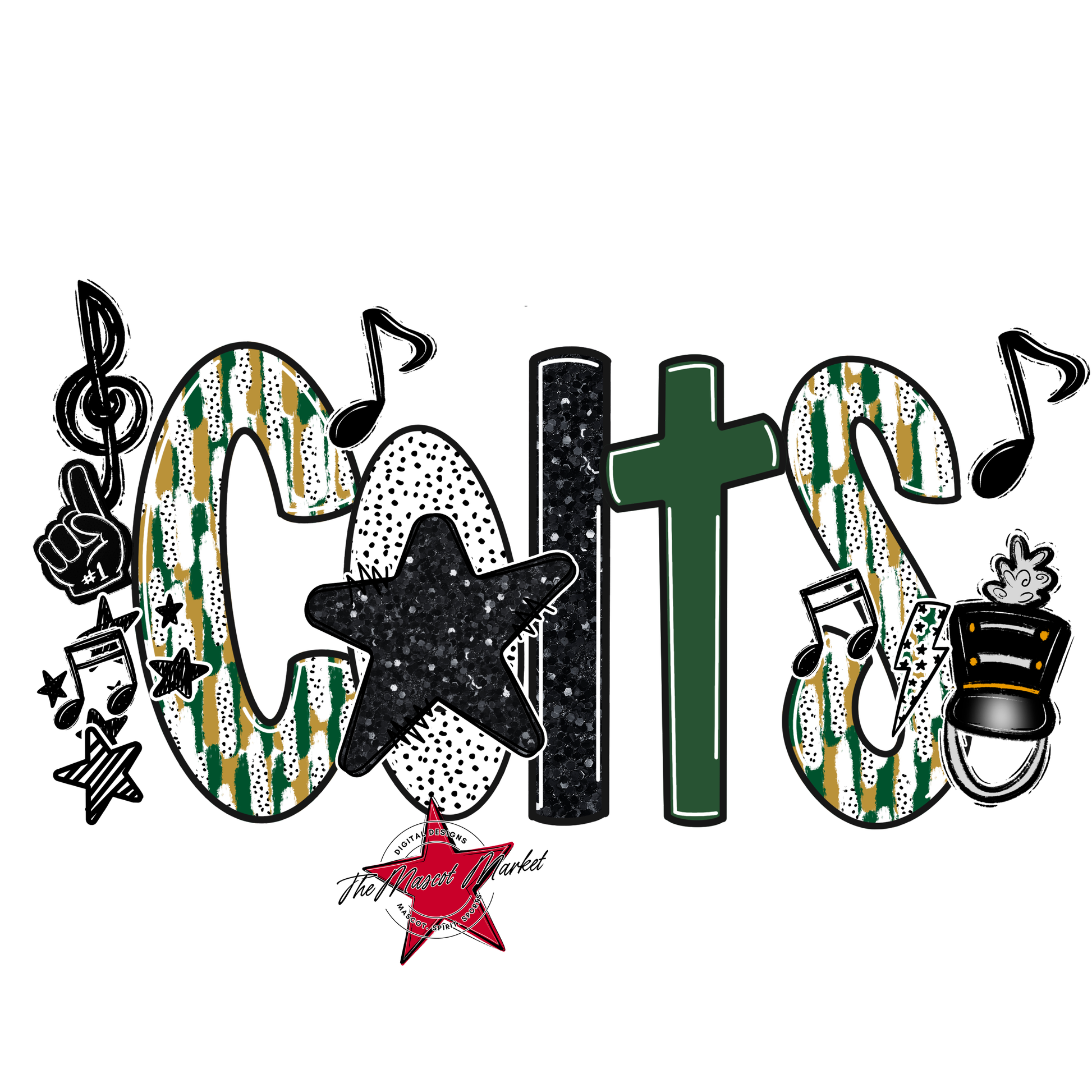 Colts Band Scrape-Green-Gold