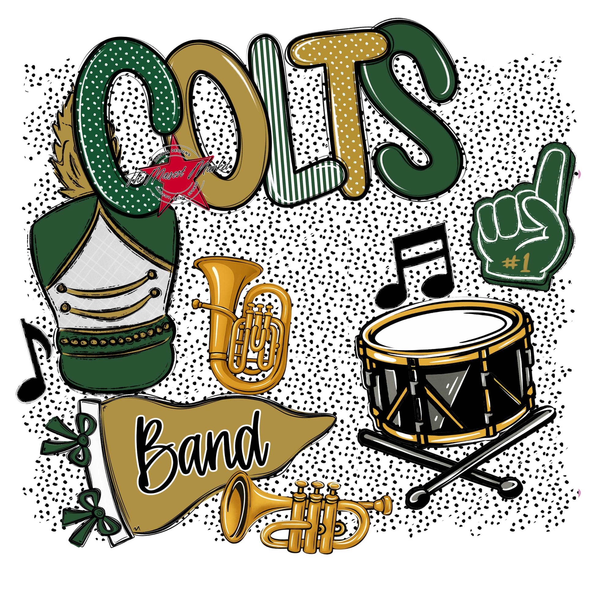 Colts Band Spirit-Green & Gold