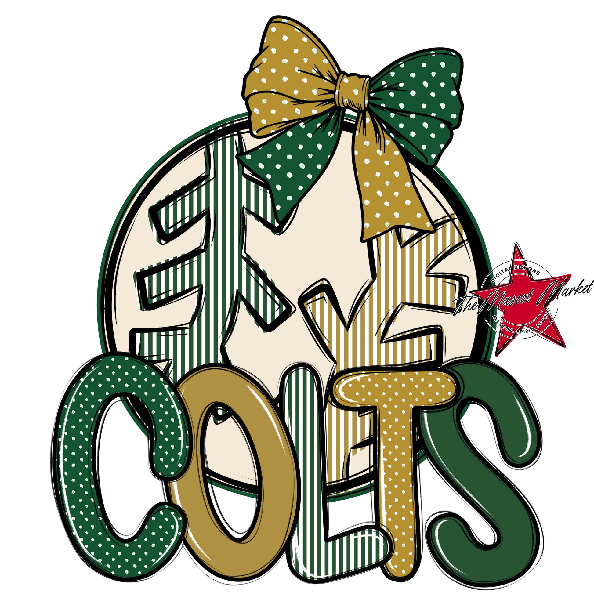 Colts Baseball-Softball Spirit Design-Green & Gold