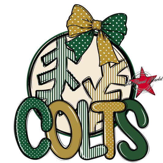 Colts Baseball-Softball Spirit Design-Green & Gold