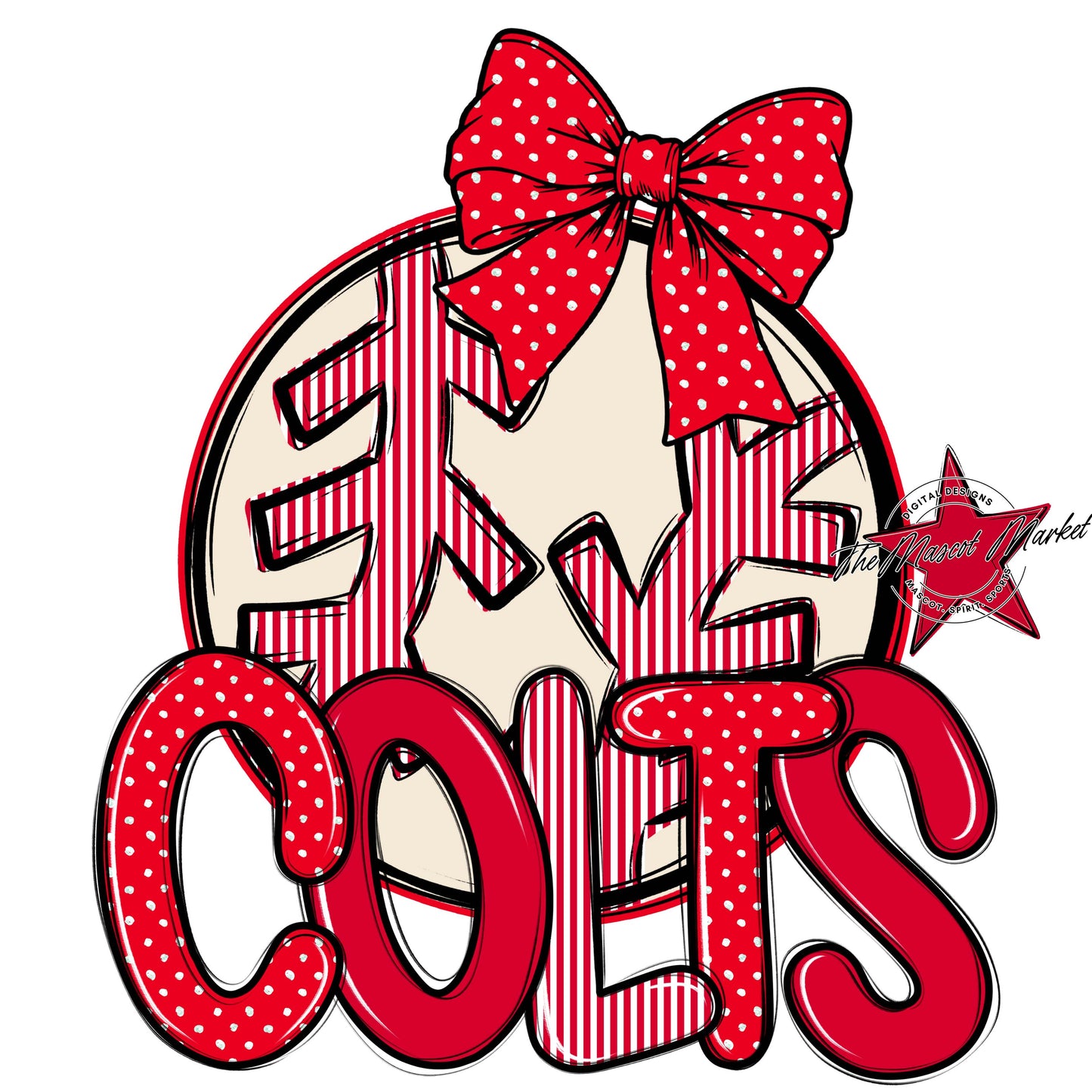 Colts Baseball-Softball Spirit Design-Red
