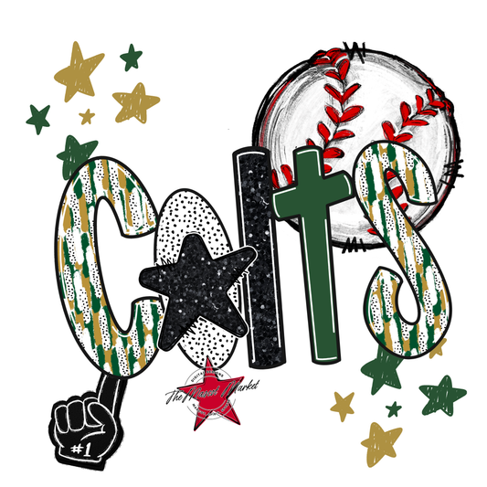 Colts Baseball Scrape-Green-Gold