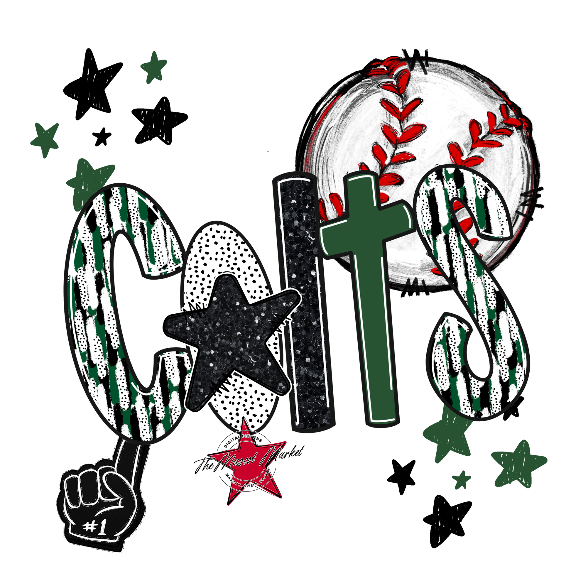 Colts Baseball Scrape-Green