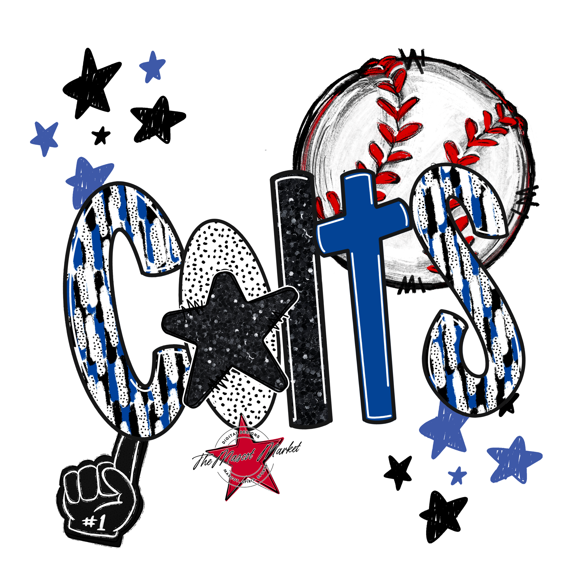 Colts Baseball Scrape-Off Blue