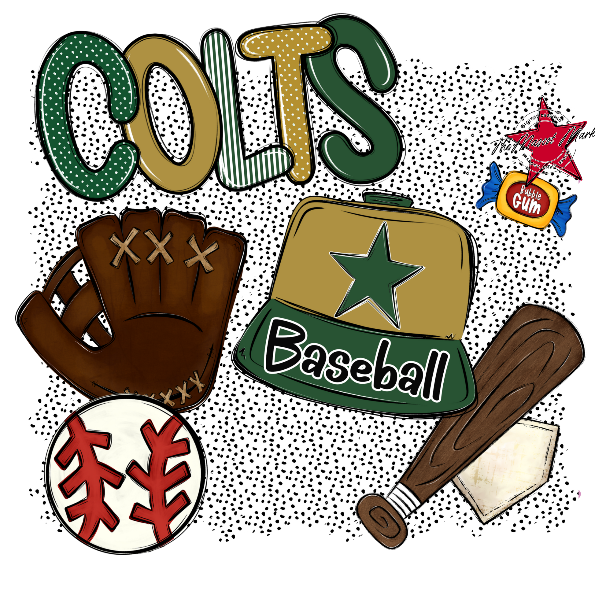 Colts Baseball Spirit-Green & Gold
