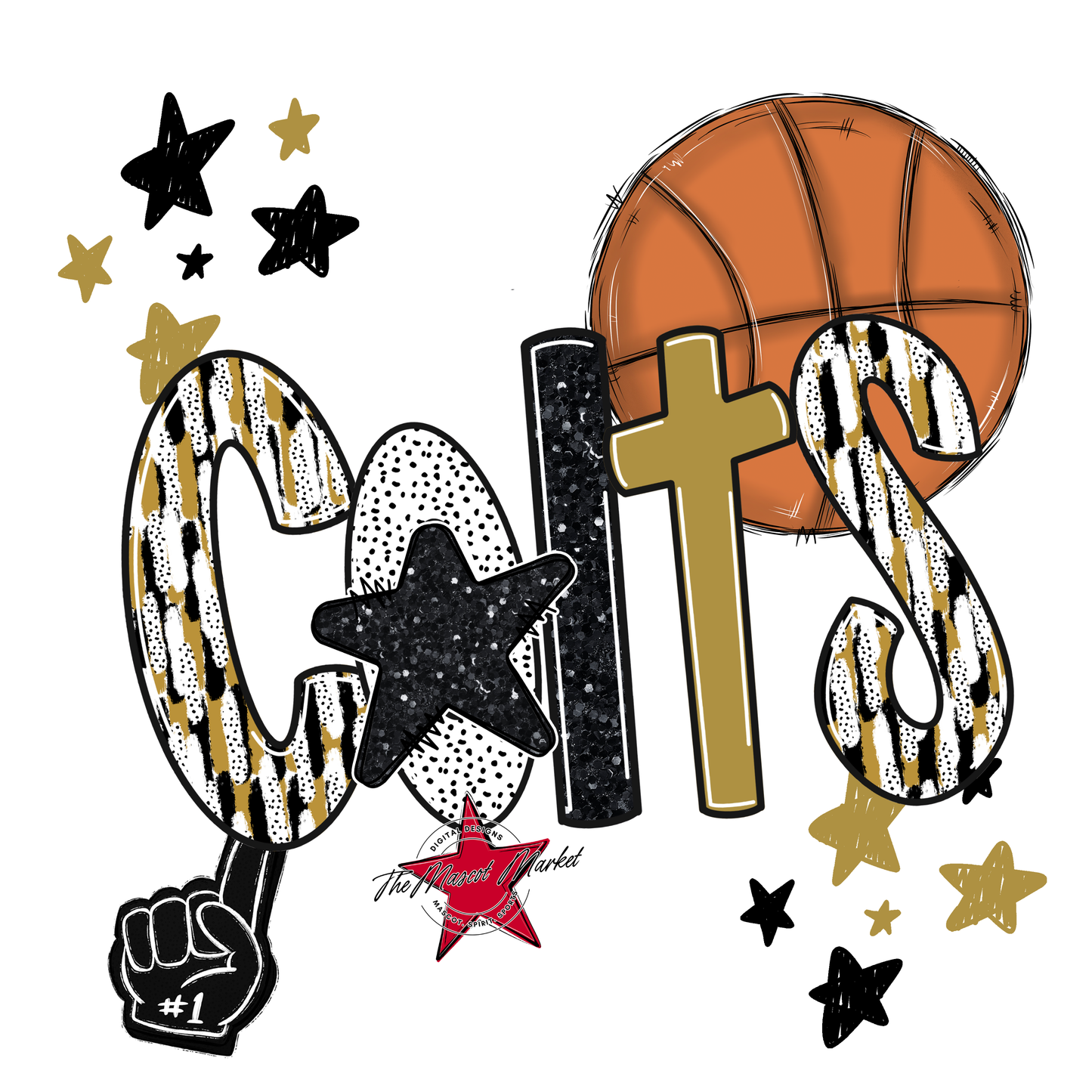 Colts Basketball Scrape-Gold