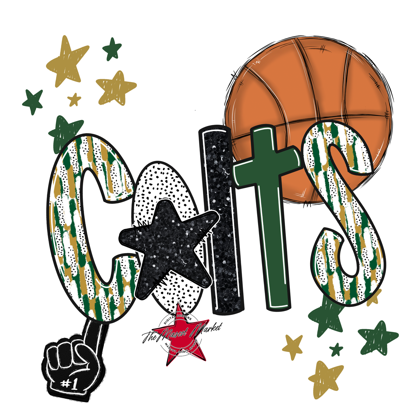 Colts Basketball Scrape-Green-Gold