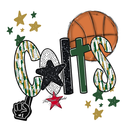 Colts Basketball Scrape-Green-Gold