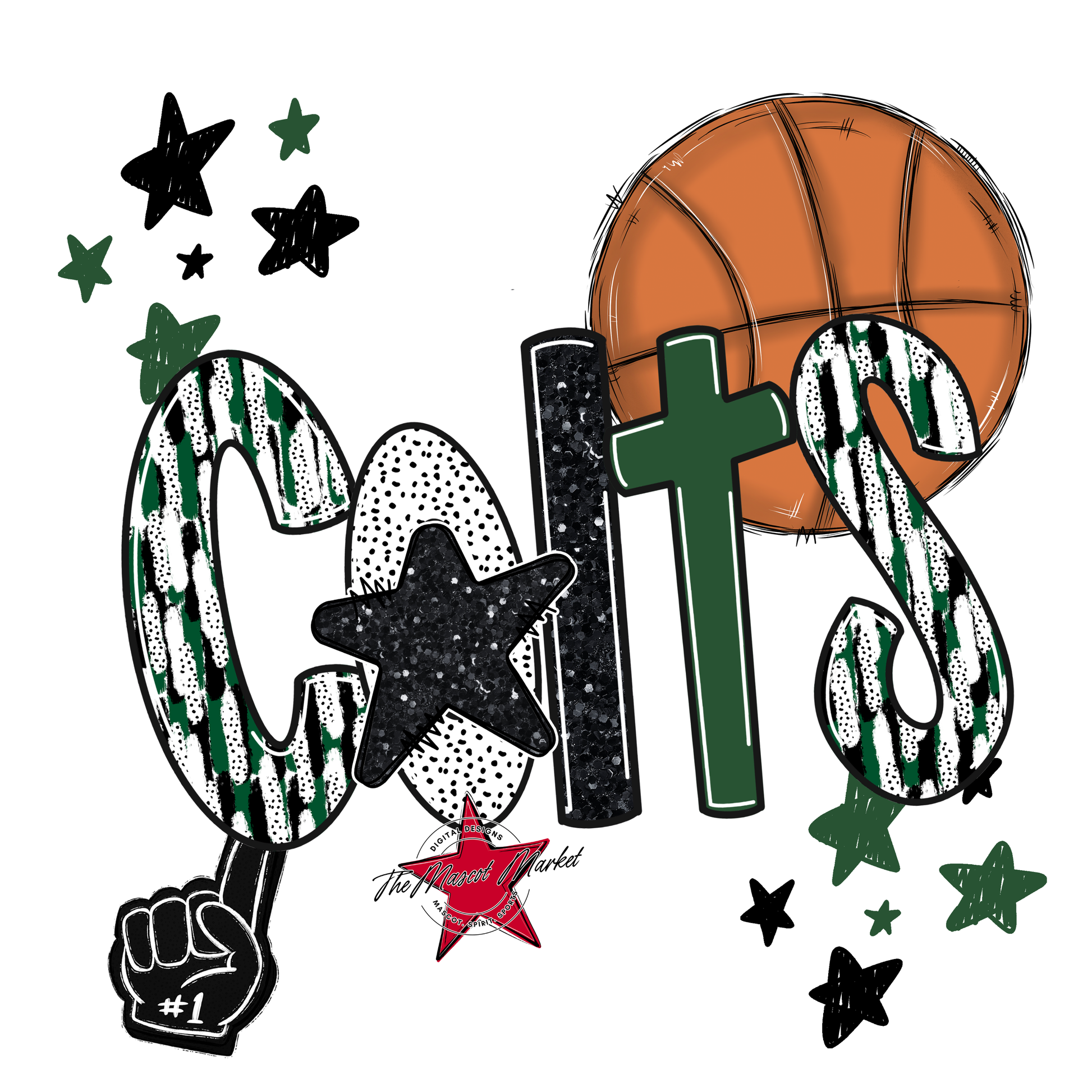 Colts Basketball Scrape-Green