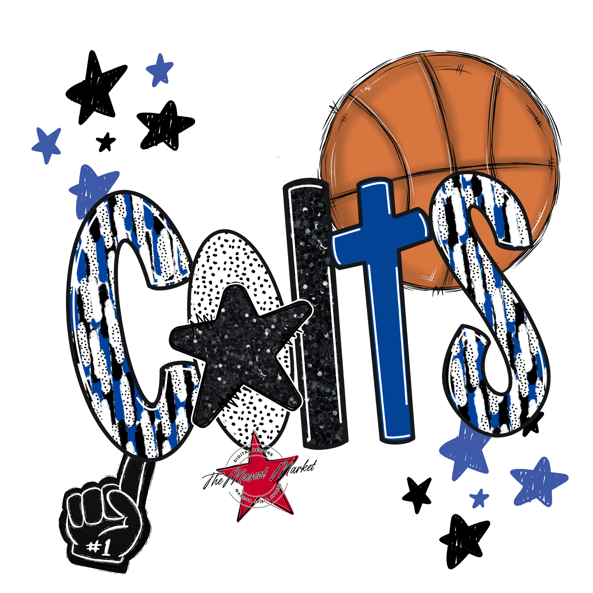 Colts Basketball Scrape-Off Blue