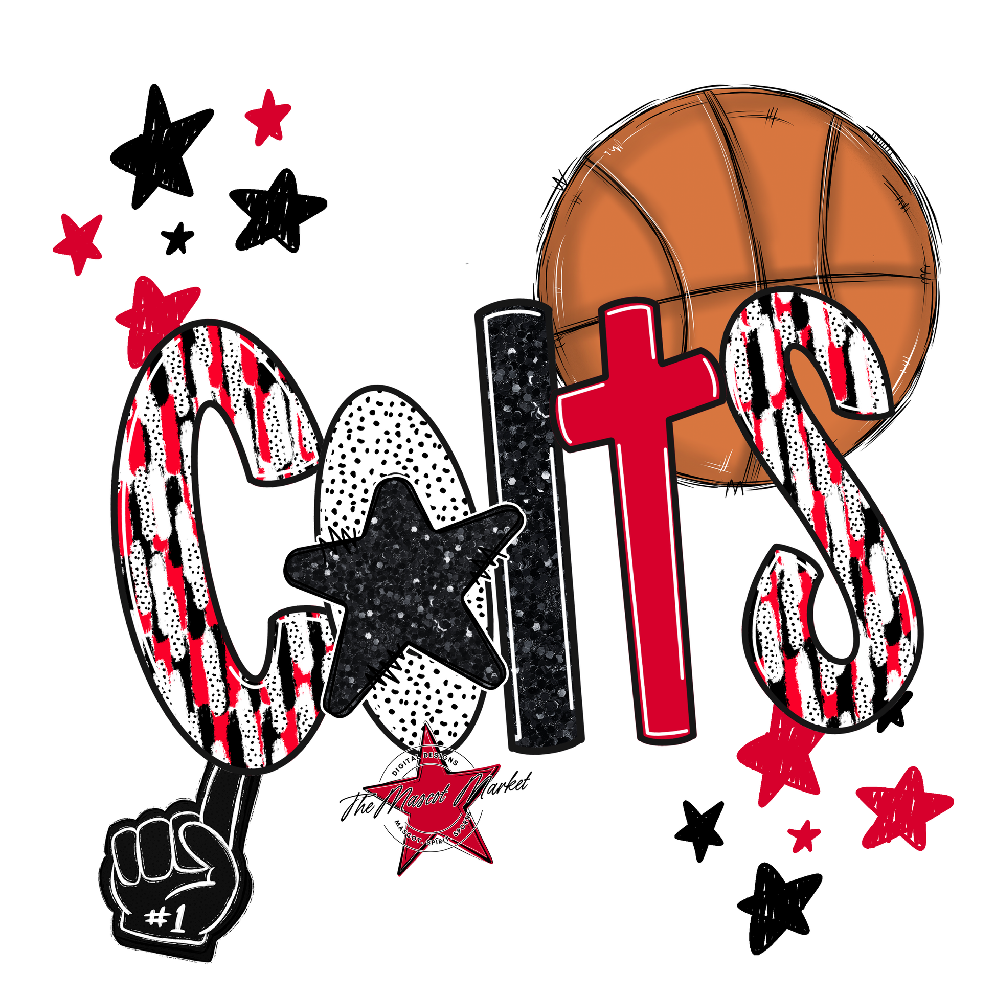 Colts Basketball Scrape-Red